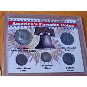 America's Favorite Coins Set 40% Silver Kennedy Half Dollar Mercury Dime Nickel
